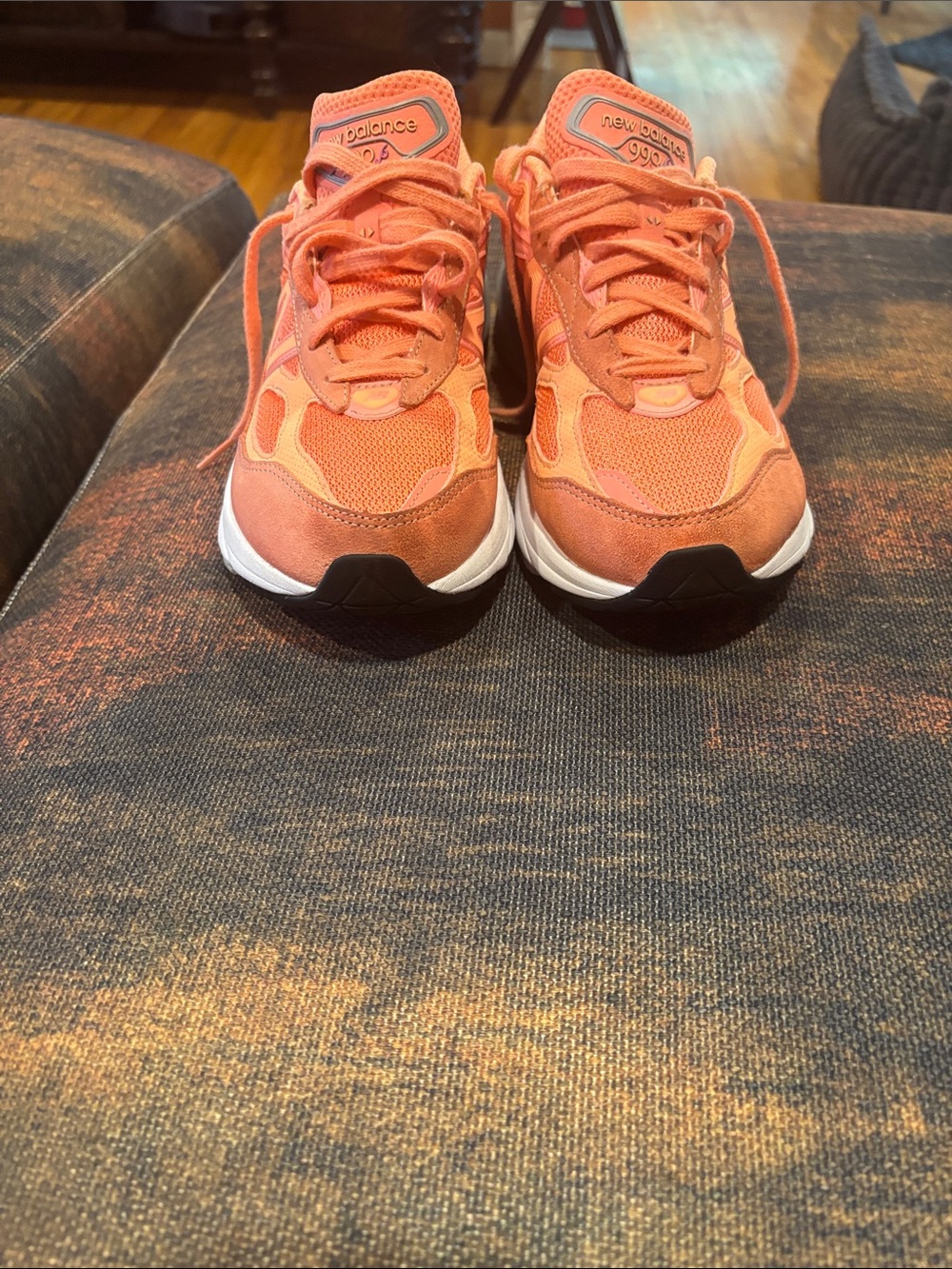 New Balance Big Kids/women Orange and Coral Sneakers